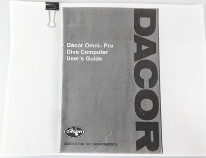 Dacor Omni Pro Scuba Dive Computer Instruction Printed Manual1