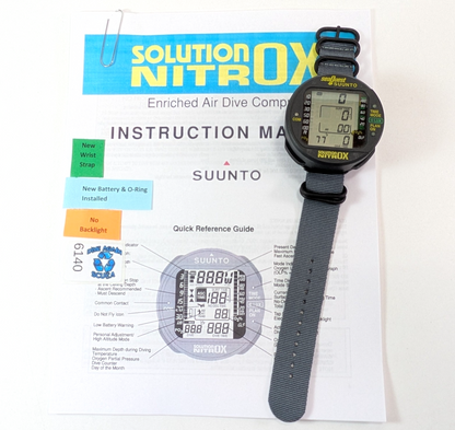Suunto Solution Nitrox Scuba Dive Wrist Backlit Computer NEW Strap         #61400
