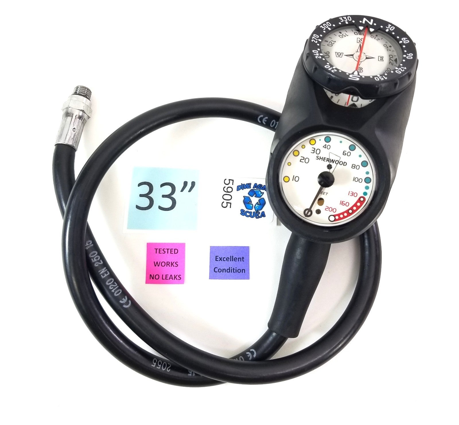 Sherwood Navigator 3 Gauge Scuba Dive Complete Console SPG, Depth, Compass1