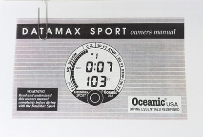Oceanic Datamax Sport (Black Button) Dive Computer Manual Printed  51 Pages1
