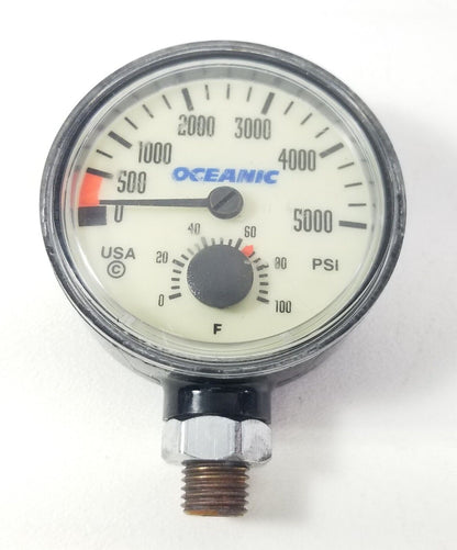 Oceanic 5000 PSI SPG Submersible Pressure Gauge + Thermometer 5,000 Scuba  #4495