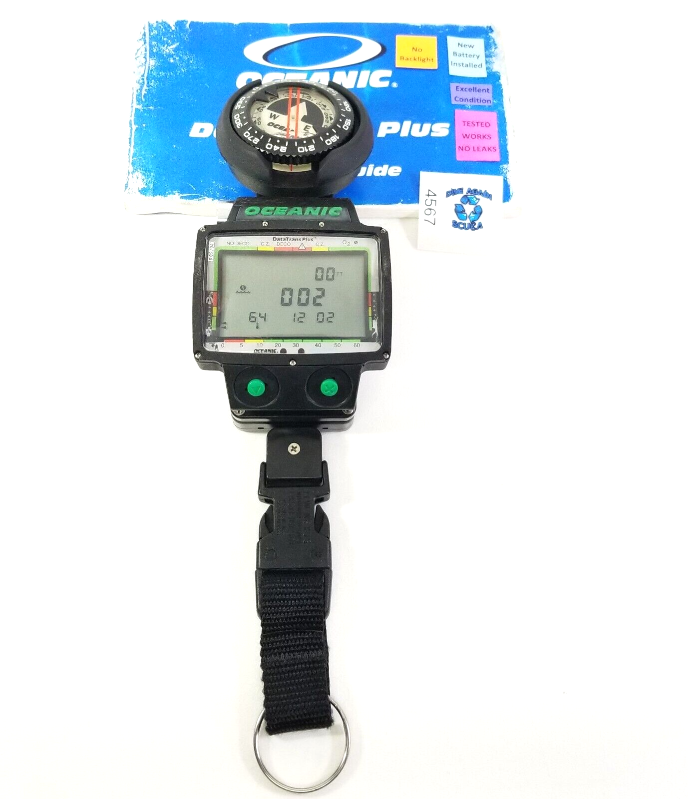 Oceanic DataTrans Plus Wireless Nitrox Scuba Dive Computer Data Trans Retractor