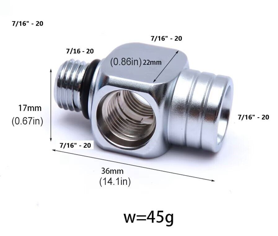 High Pressure 3 Way Splitter Scuba Dive HP Hose, Transmitters Adapter 7/16"