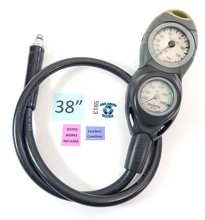 Suunto Scuba Dive 2 Gauge Console SM-16 150ft Depth Gauge SM-36 5000 PSI SPG0