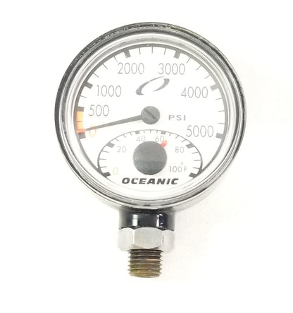 Oceanic 5000 PSI SPG Submersible Pressure Gauge + Thermometer 5,000 Scuba  #4325