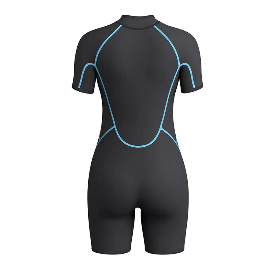 SeaSkin Women's 3mm Shorty Size Large Scuba, Dive, Surf WetSuit Blue / Black6