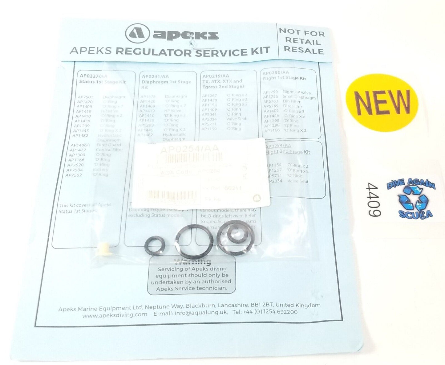 Apeks Flight Service / Rebuild Kit 2nd Stage Scuba Dive Regulator AQA AP0254