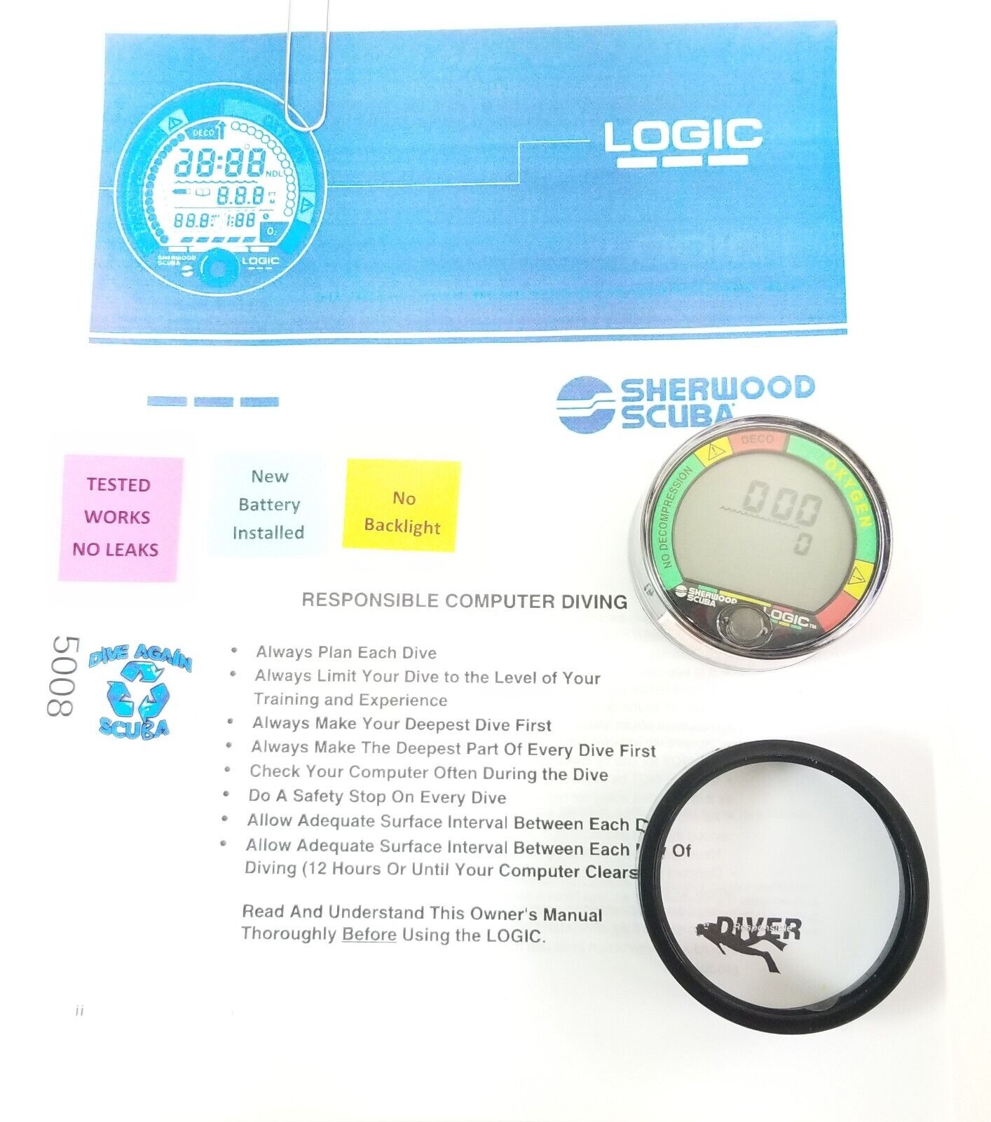 Sherwood Logic Puck Scuba Dive Diving Computer Module Air & Nitrox MINT!   #5008