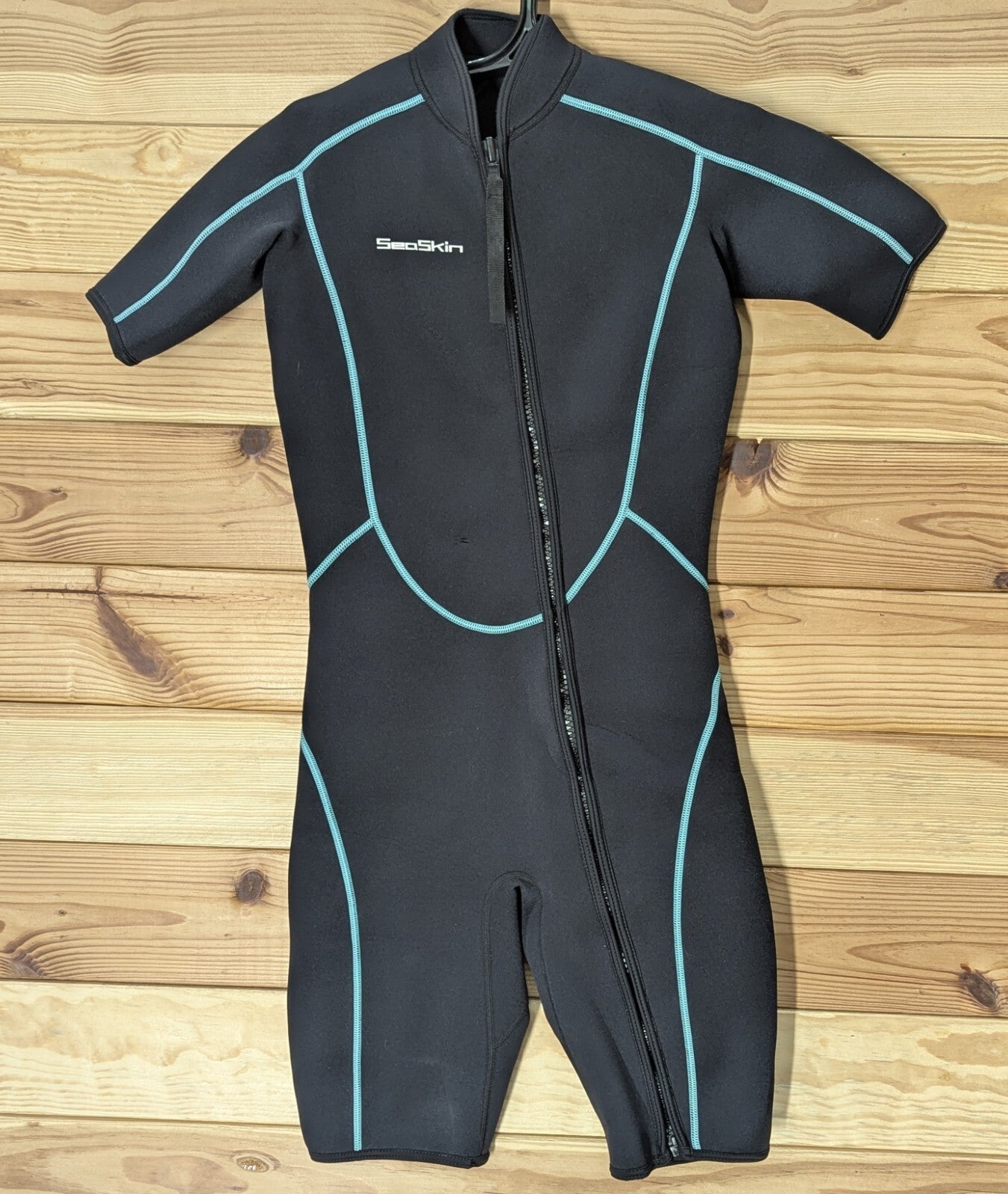 SeaSkin Women's 3mm Shorty Size Large Scuba, Dive, Surf WetSuit Blue / Black4