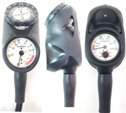 Sherwood Navigator 3 Gauge Scuba Dive Complete Console SPG, Depth, Compass0