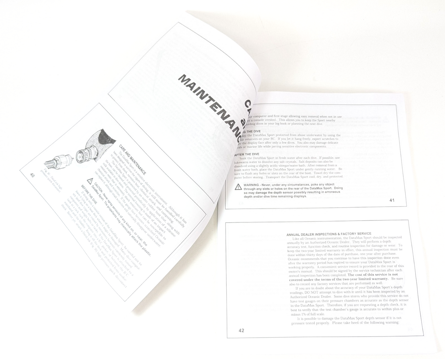 Oceanic Data Plus Scuba Dive Computer Manual Printed Ocean Glow DataPlus 95 Page1
