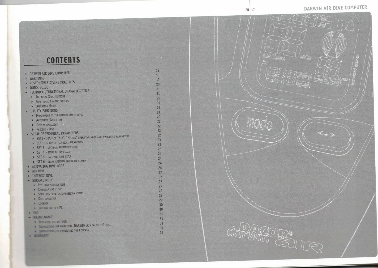 Dacor Darwin Air Scuba Dive Computer Printed Manual ENGLISH version1
