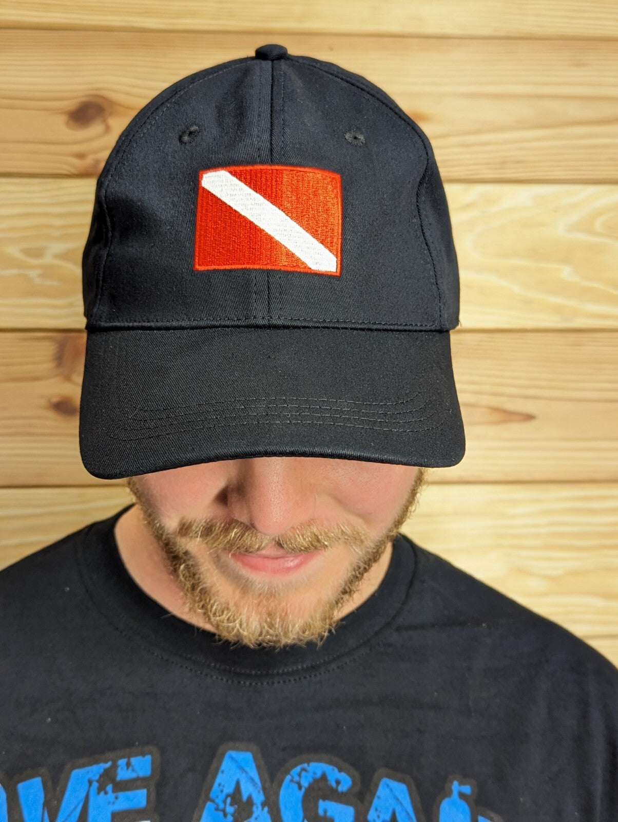 Scuba Dive Flag Embroidered Logo Hat, Baseball Cap, One Size Fits All, Fitted1