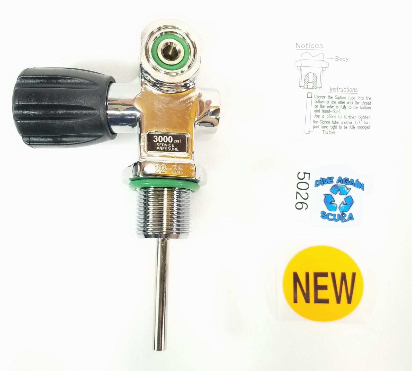 Scuba Diving 3000 PSI 230 Bar Pro Tank Valve Convertible DIN / Yoke Nitrox 3/4"1