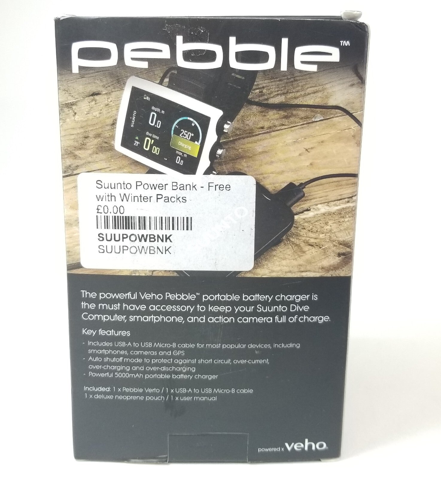 Suunto Pebble Veho 5000mAh Portable Battery Pack for USB Devices Eon Core, D58