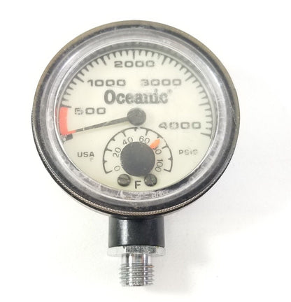 Oceanic 4000 PSI SPG Submersible Pressure Gauge + Thermometer 4,000 Scuba  #4354