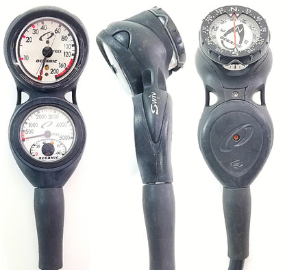 Oceanic Navigator Scuba Dive 3 Gauge Complete Console Pressure SPG Depth Compass0
