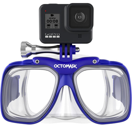 NEW Octomask Standard Scuba Diving Mask GoPro Hero Camera Mount Blue / Clear