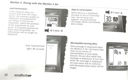 US Divers / Aqua Lung Monitor 3 Air Scuba Dive Computer Printed Owner's Manual4