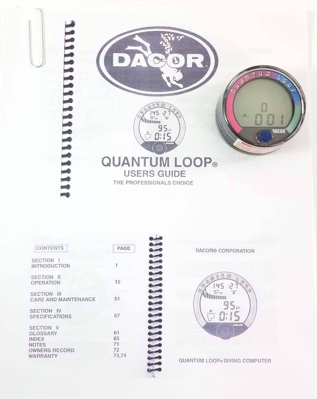 DACOR Quantum Loop Digital Depth Gauge Diving Computer Puck Module Bottom Timer3