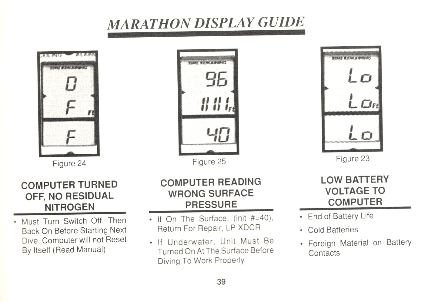 Orca Marathon, Skinny Dipper, Mark II Scuba Dive Computer Printed Manual