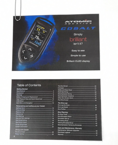 Atomic Cobalt 1 Scuba Dive Computer Instruction Owners Manual Printed Full Color1
