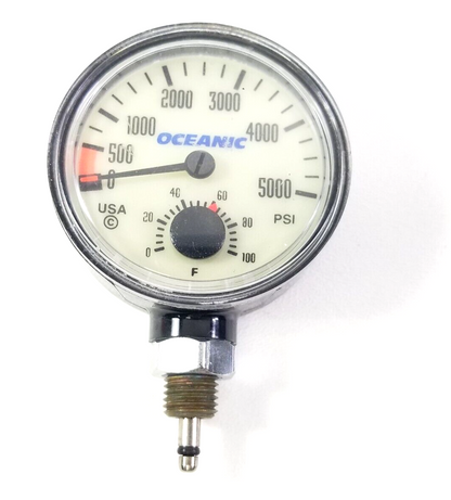 Oceanic 5000 PSI SPG Submersible Pressure Gauge + Thermometer 5,000 Scuba  #4201