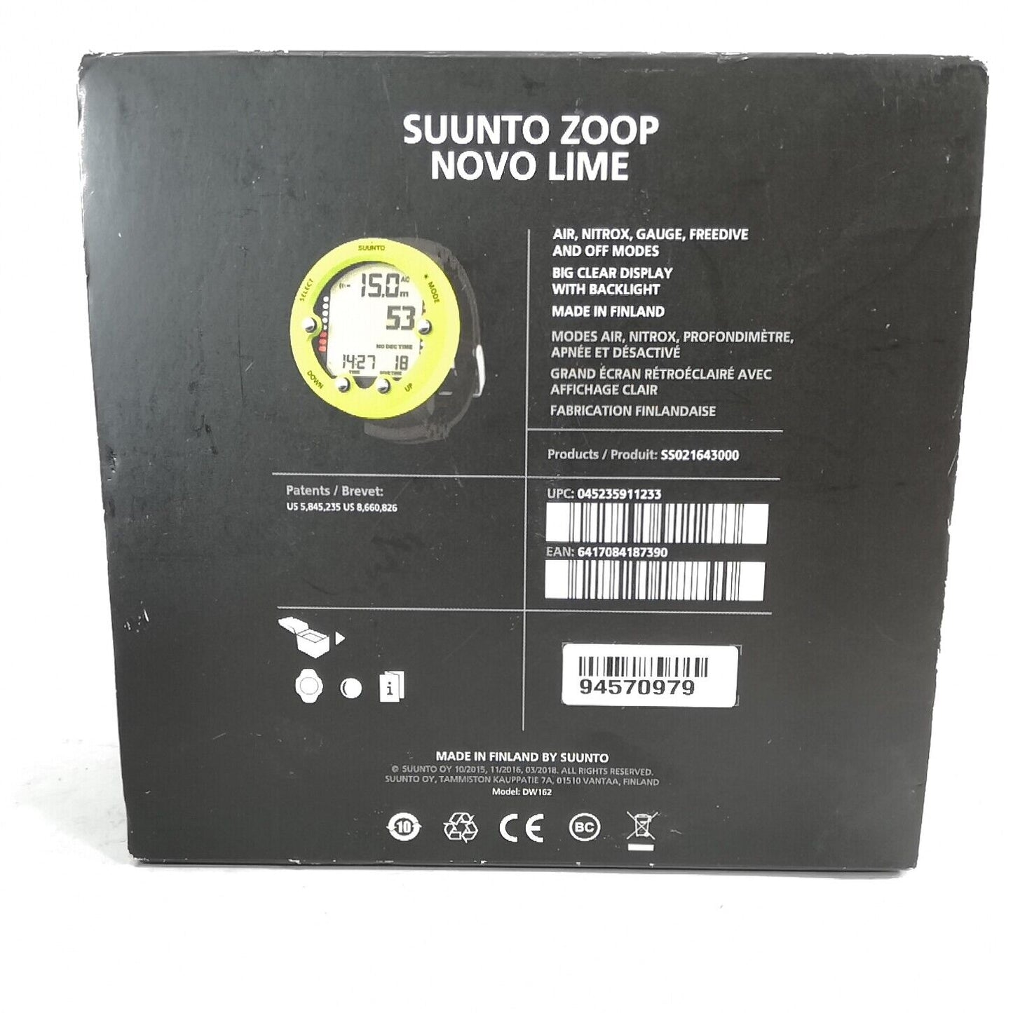 Suunto Zoop Novo Wrist Scuba Dive Computer Air & Nitrox Black, Lime, Blue