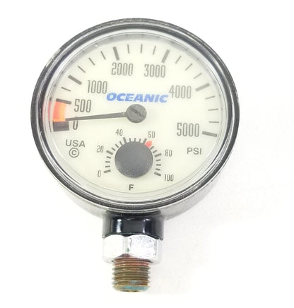 Oceanic 5000 PSI SPG Submersible Pressure Gauge + Thermometer 5,000 Scuba  #4351