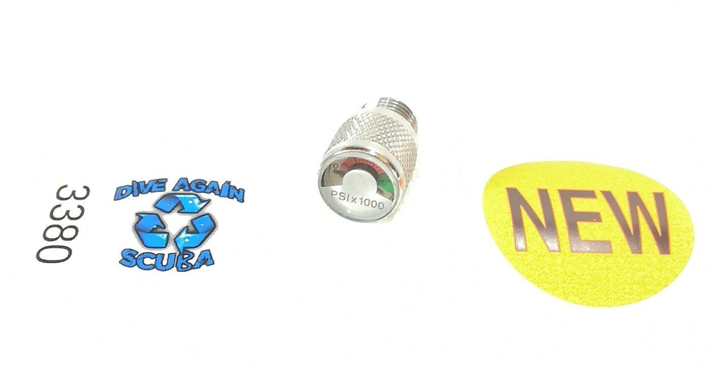 Spare Air Screw In Color Coded Dial Pony Bottle Pressure Gauge SPG, 3000 PSI3