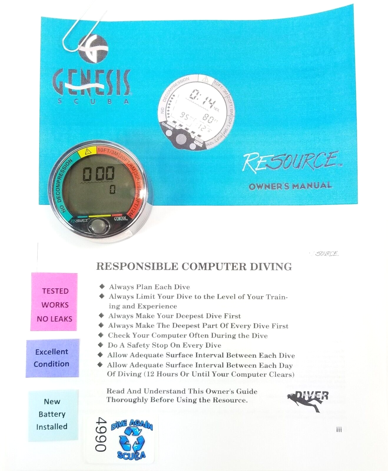 Genesis Sherwood Resource Puck Scuba Dive Diving Computer Module The Source 49900