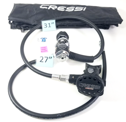 Cressi Black MC5 Scuba Dive Regulator Set Yoke 1st Stage, Piston 2nd + Inflator