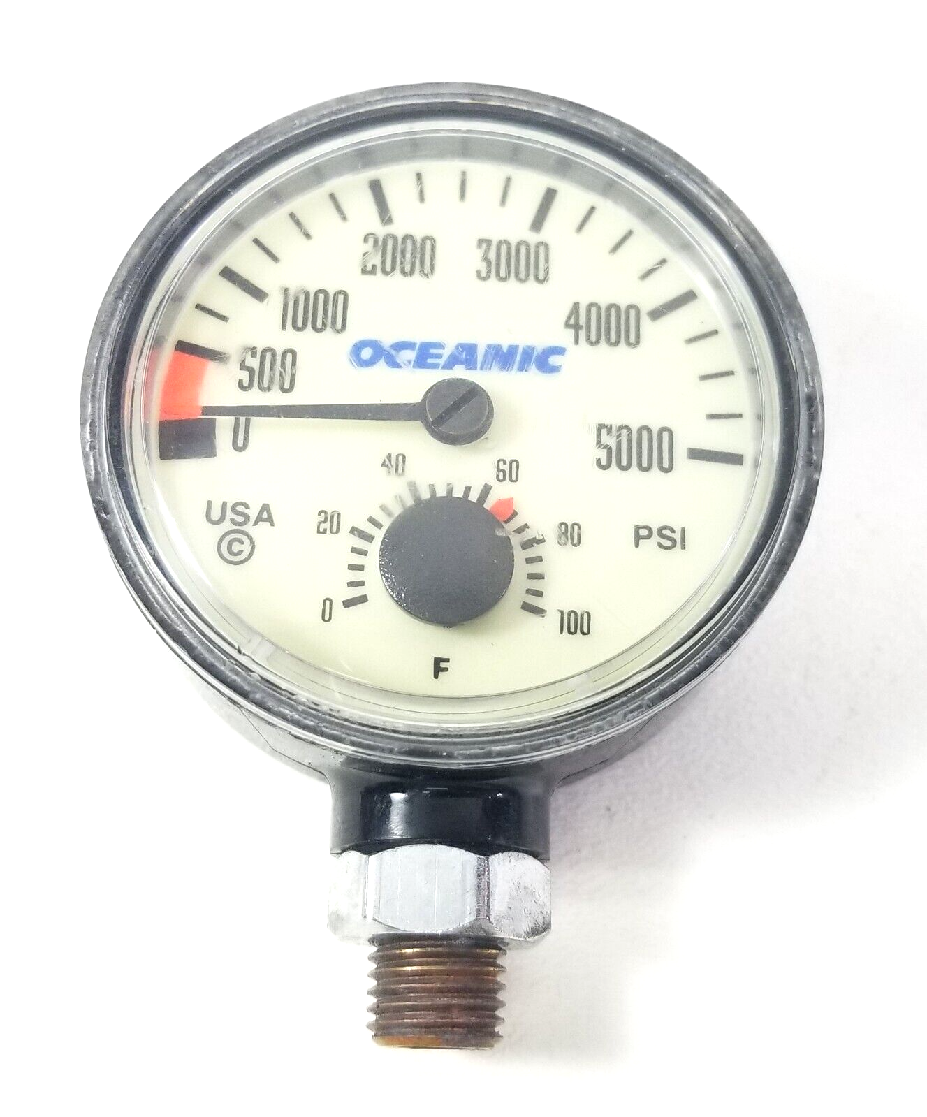 Oceanic 5000 PSI SPG Submersible Pressure Gauge + Thermometer 5,000 Scuba  #4495