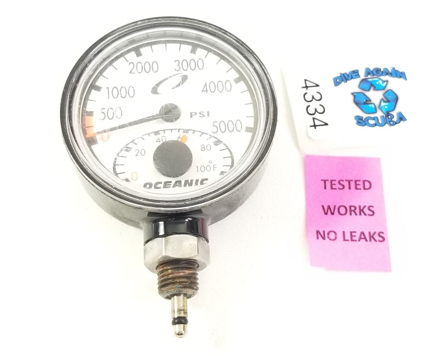 Oceanic 5000 PSI SPG Submersible Pressure Gauge + Thermometer 5,000 Scuba  #4334