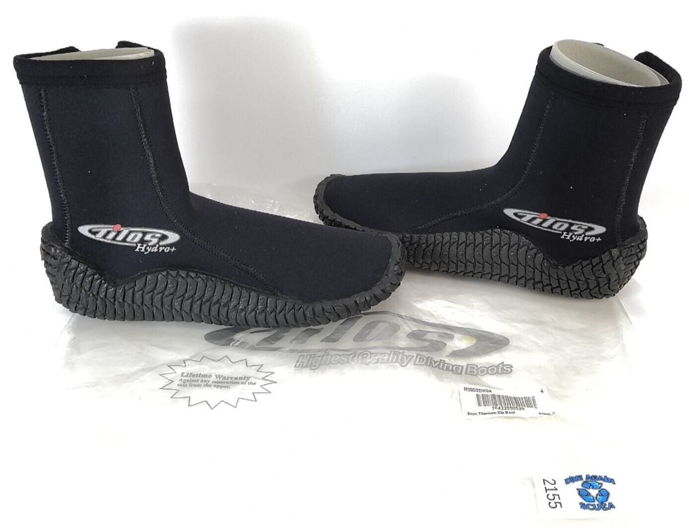 NEW Tilos Titanium Hydro+ Zipper Neoprene Booties Boots 3mm SIZE 4 Scuba Dive2