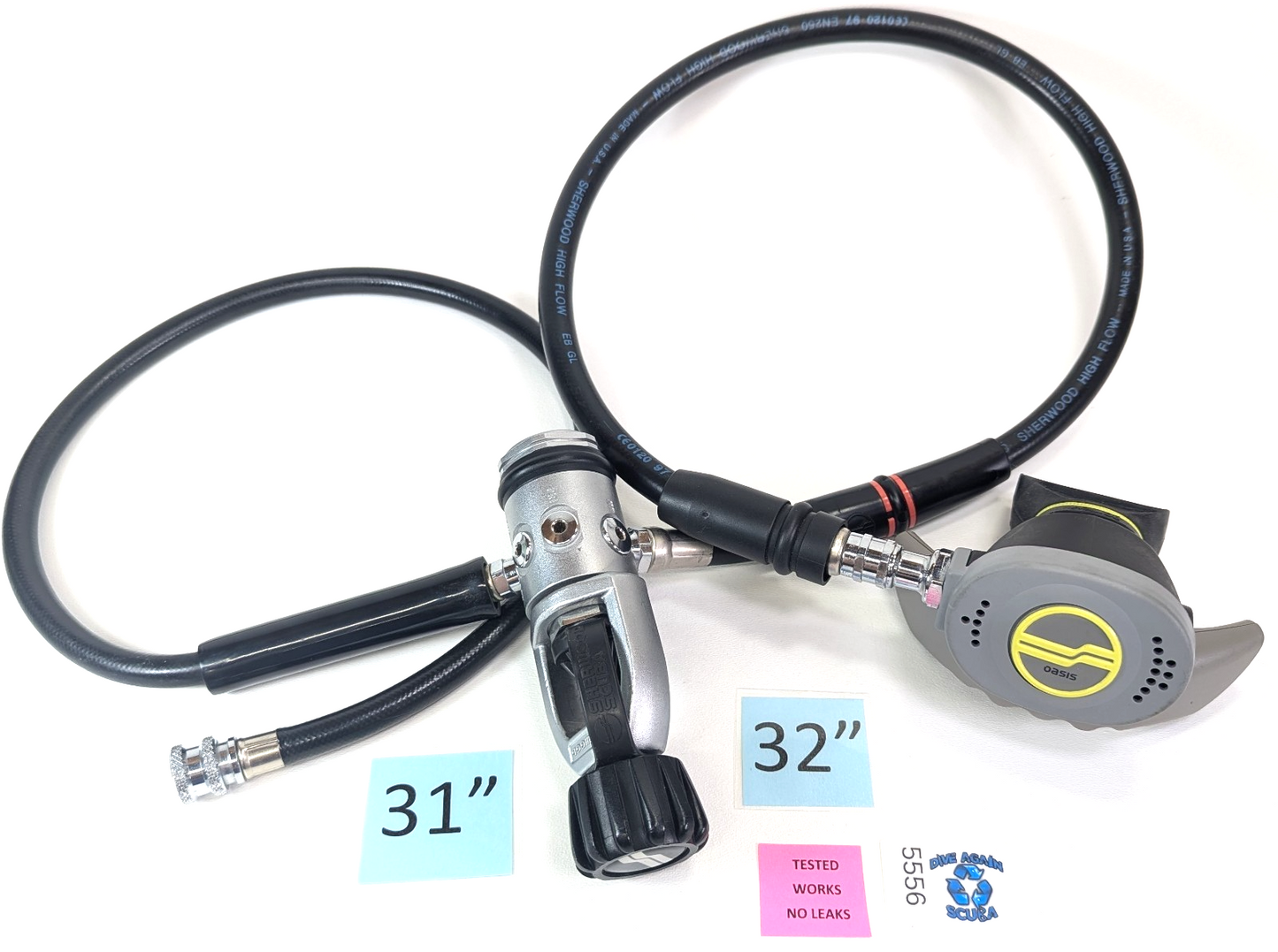 Sherwood Oasis Scuba Dive Regulator Set Yoke, 1st, 2nd Stage & Inflator SRB57001