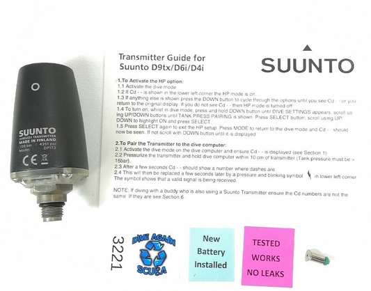 SUUNTO WIRELESS TANK PRESSURE TRANSMITTER Hoseless Scuba Dive with circle  #3221