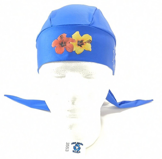 ScubaDoRag Dive Hood Hair Cover Women's Scuba Do Rag DoRag Blue Flower
