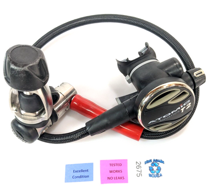 Atomic Aquatics T2 1st & 2nd Stage Yoke Regulator Set Scuba Diving Titanium 2675