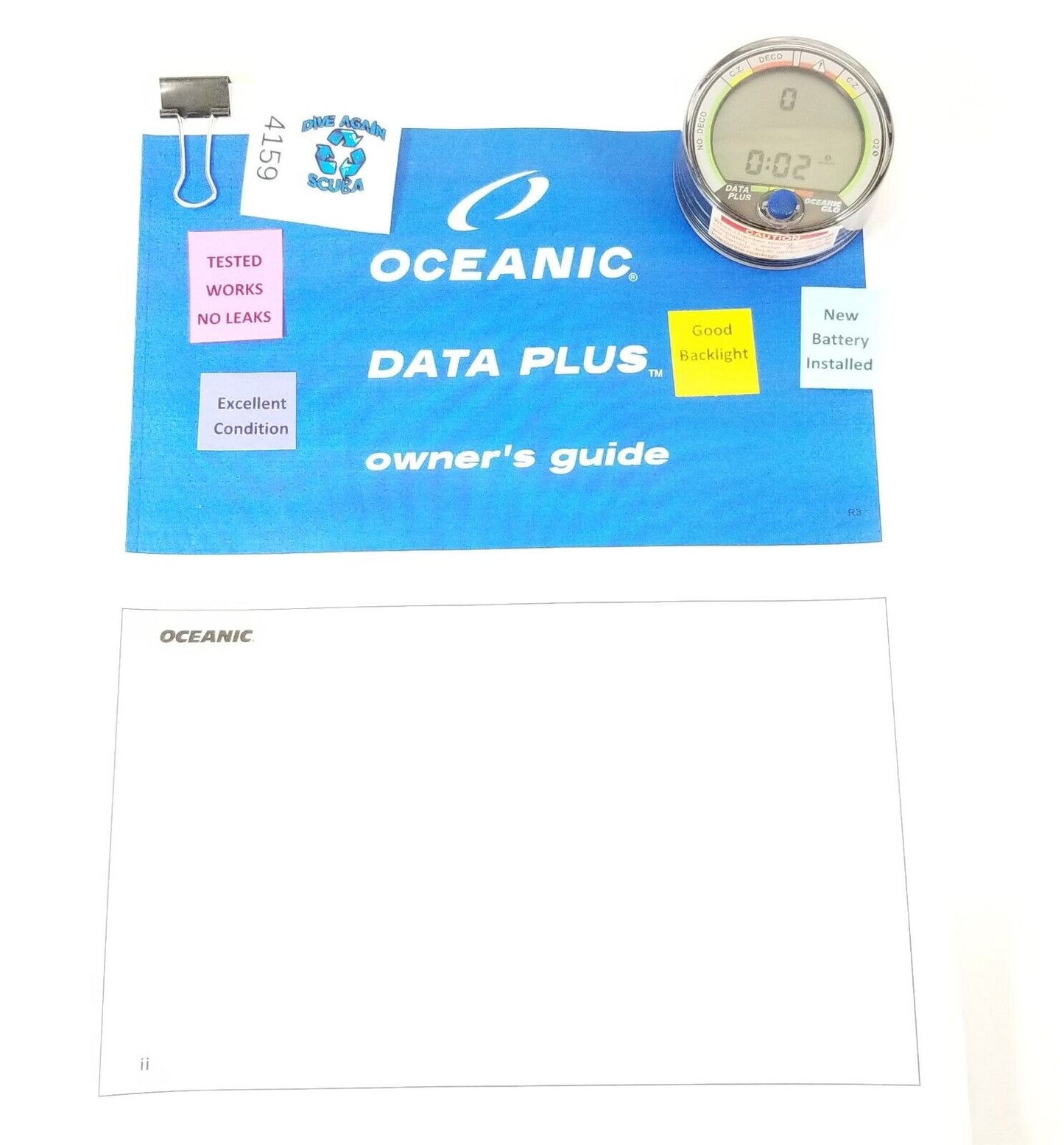 Oceanic Data Plus Air & Nitrox Puck Scuba Dive Computer + Manual NICE!!!   #4159