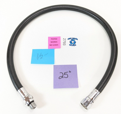 25" Standard Regulator Hose with 1/2" Threads Scuba Dive Diving Low Pressure