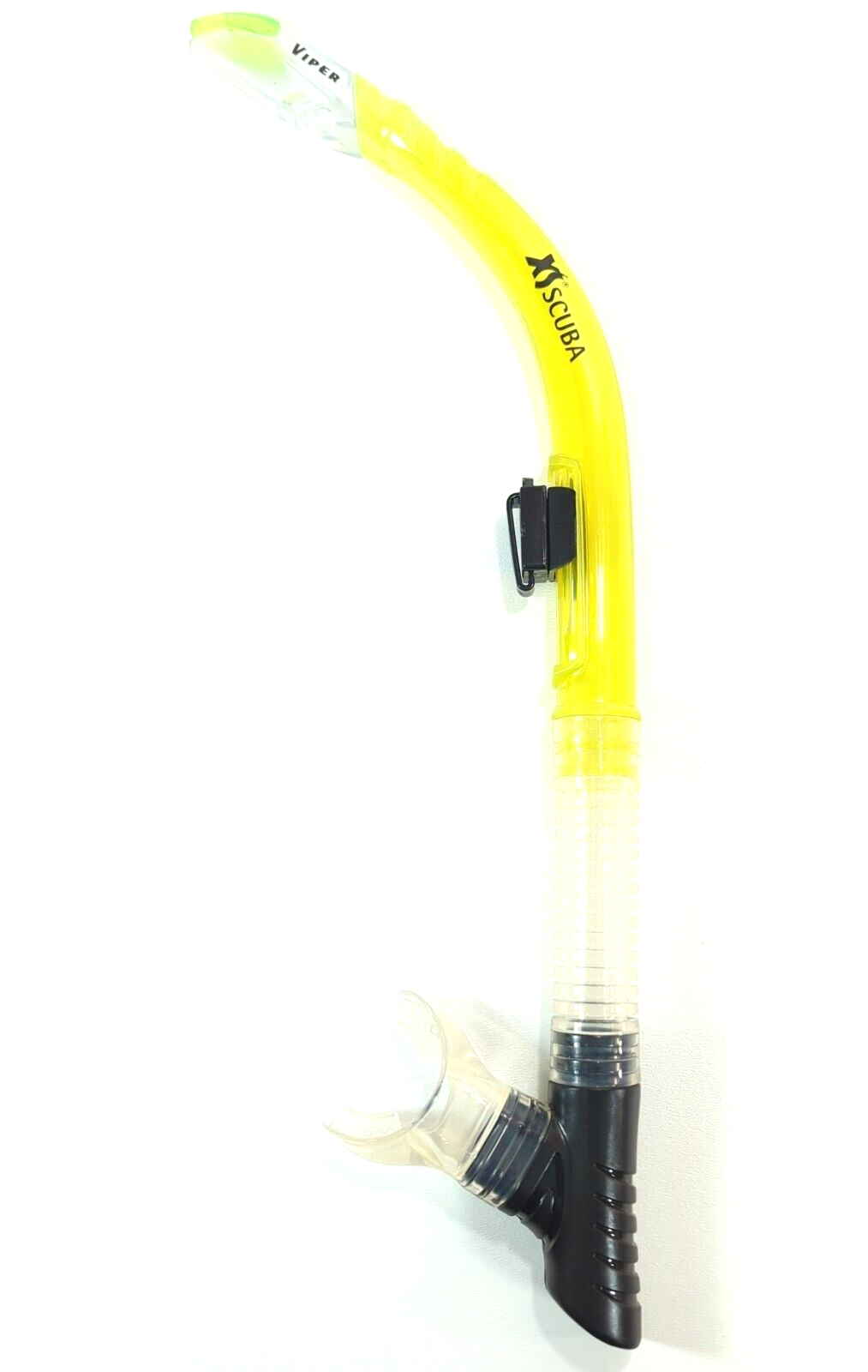 NEW XS Scuba Viper Dry Snorkel Dual Purge System Adult Diving Neon Yellow Clear