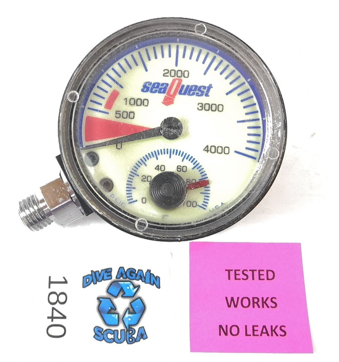 SeaQuest 4,000 PSI Scuba Dive Pressure Gauge SPG 4000 Sea Quest with thermometer