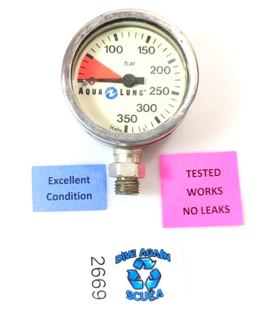 Aqua Lung PRESSURE GAUGE SPG MODULE 350 BAR Brass METAL Scuba Dive Metric  #2669