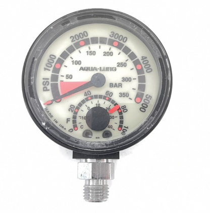 Aqua Lung 5000 PSI SPG 350 Bar Submersible Pressure Gauge Thermometer Scuba Dive