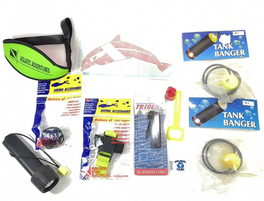 NEW Scuba Dive Lot Package, Flash Light, Tank Banger, Octo Holder, Lanyard Clip