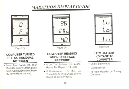 Orca Marathon Scuba Dive Computer Printed Manual US Divers Aqualung Monitor 2 M1