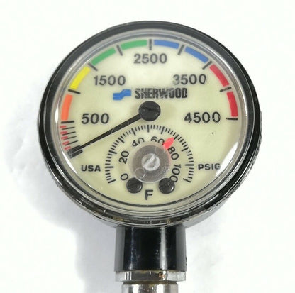 Sherwood 4500 PSI SPG Submersible Scuba Pressure Gauge w Thermometer        #412