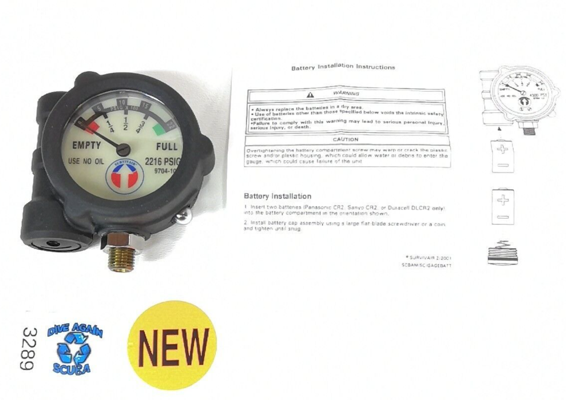 Survivair SCBA Resipirator 9704-10 Pressure Gauge Visual Alarm Light 2216 PSIG