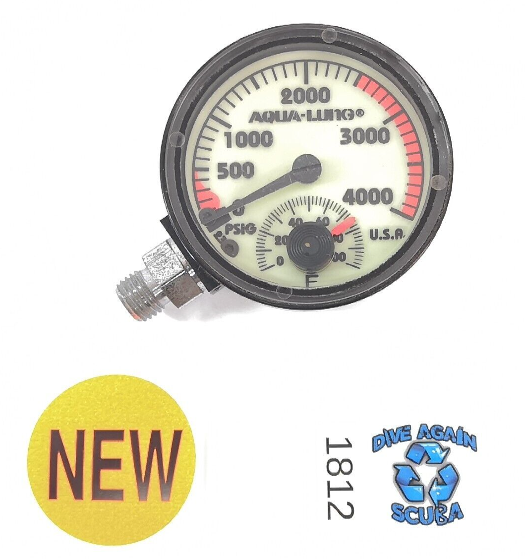 Aqua Lung 4000 PSI SPG Submersible Pressure Gauge 4,000 Scuba Dive w thermometer